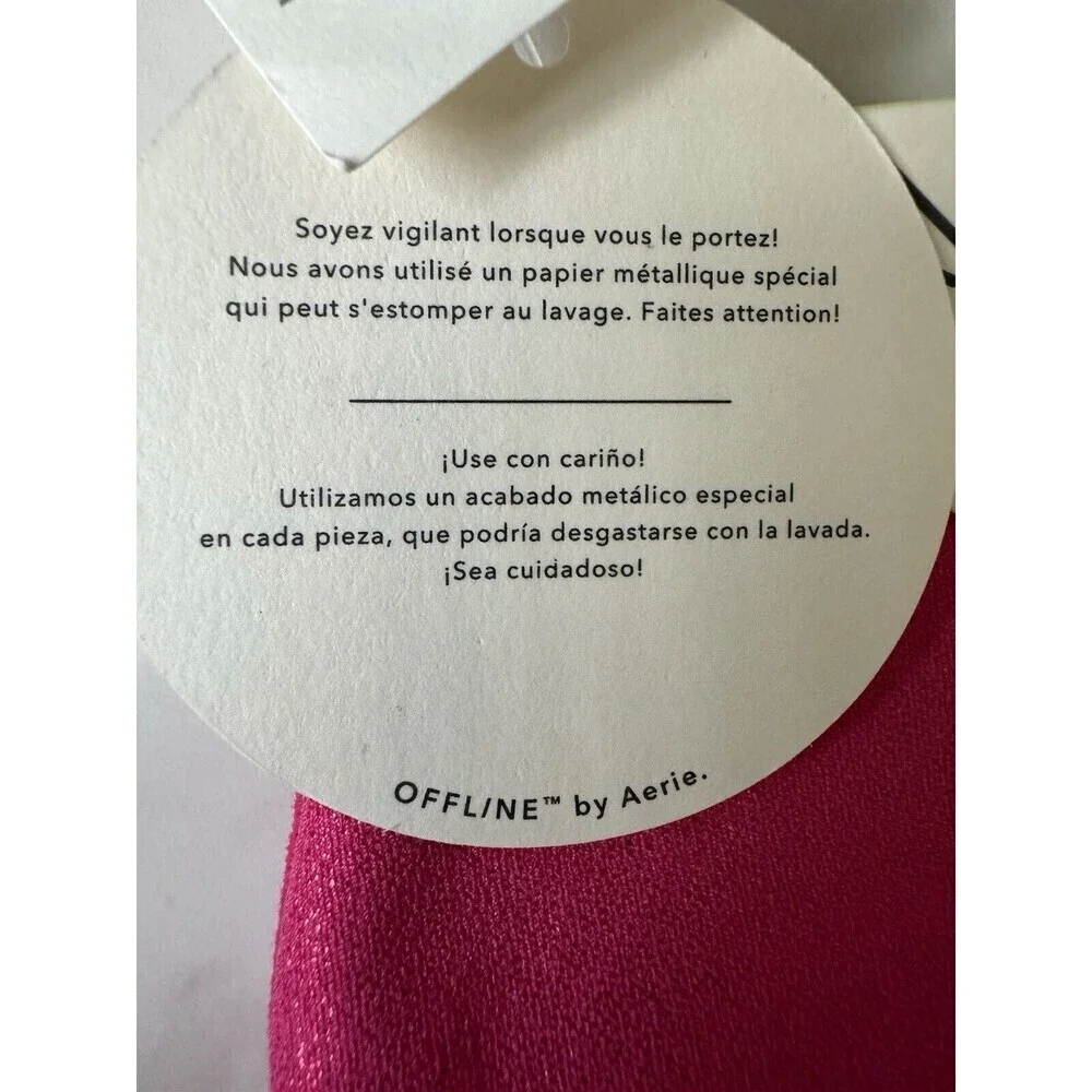 OFFLINE By Aerie Real Me Liquid Shine Cropped Legging fuchsia pink size large